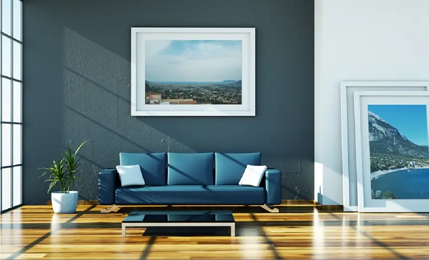 3D interior design in blue and white 923f7